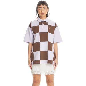 Teddy Fresh CHECKERBOARD RUGBY POLO SHIRT large unisex